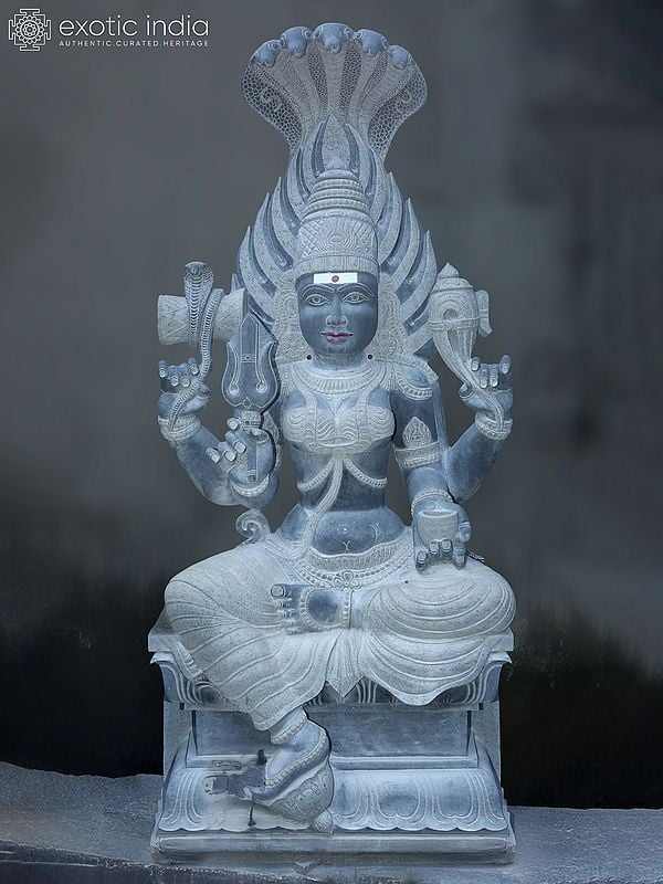 100" Large Sitting Devi Karumariamman Idol | Granite Stone Statue