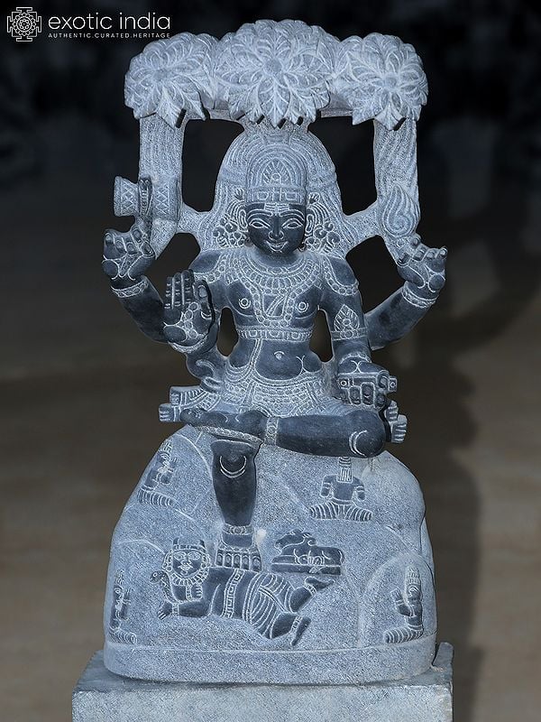 22" Dakshinamurthy Shiva Seated Idol | Granite Stone Statue