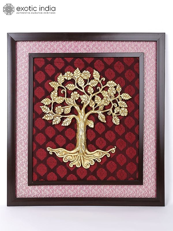 22" Tree of Life | Wood Framed Brass Sculpture | Wall Hanging