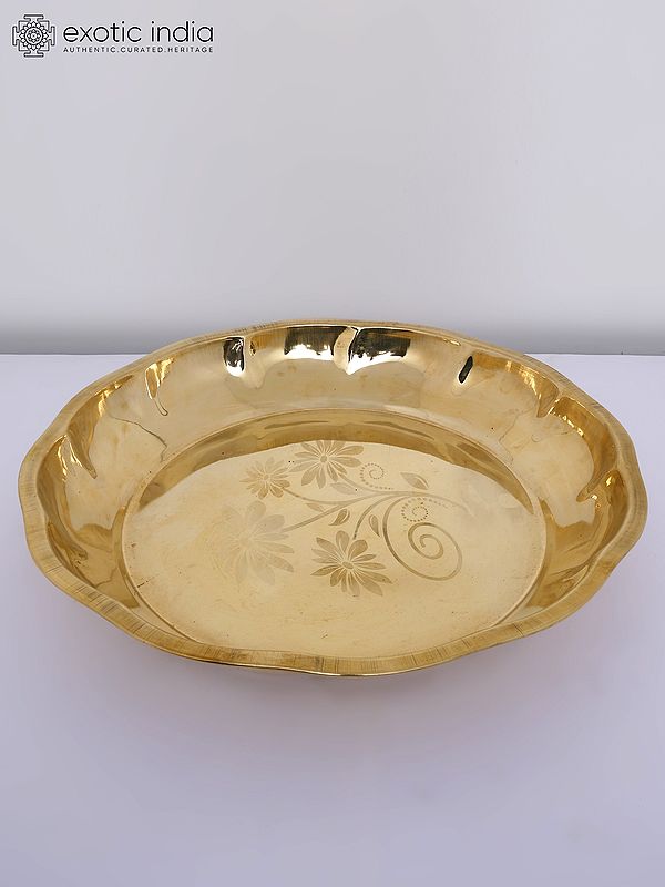 17" Brass Ritual Thali | Handmade Brass Parat