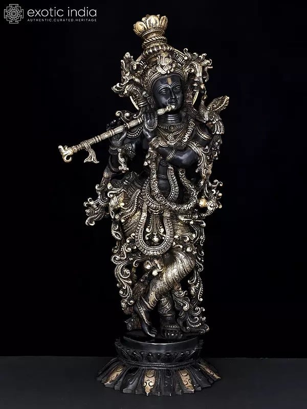 26" Lord krishna on Lotus Pedestal | Handmade