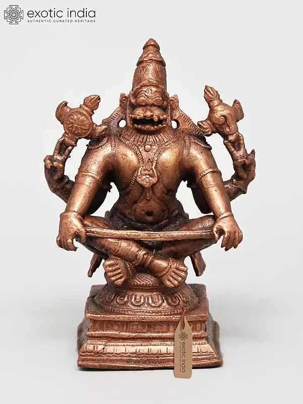 4" Small Yoga Narasimha | Copper Statue
