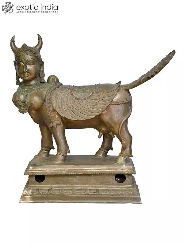 30" Goddess Kamdhenu - For Divine Wish Fulfilling | Solid Copper Statue