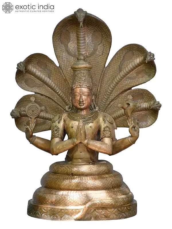 29" Adishesha Maharshi Patanjali - Symbol of Yoga & Wisdom | Solid Copper Statue