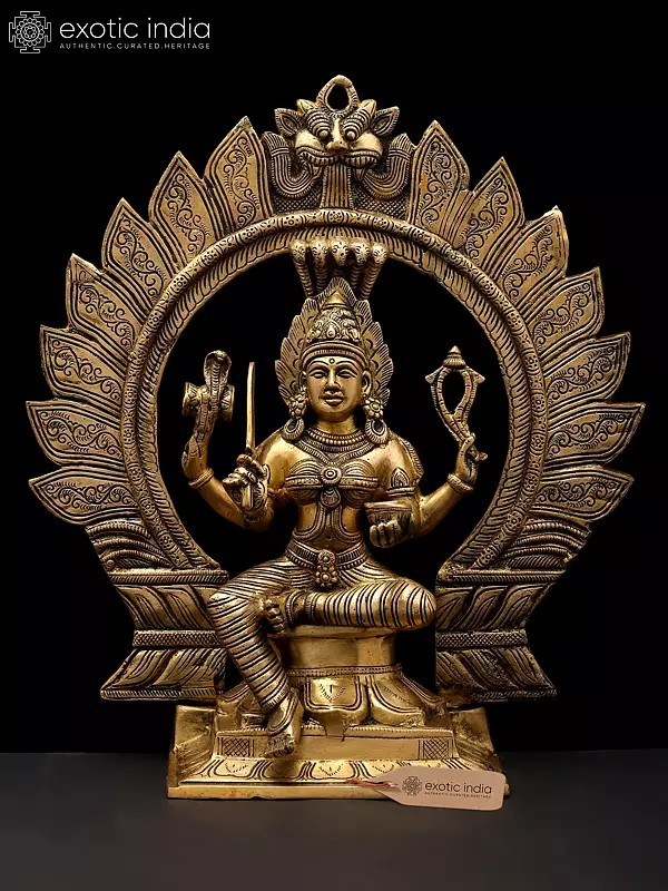 15" Goddess Karumariamman with Kirtimukha Prabhavali | Brass Statue