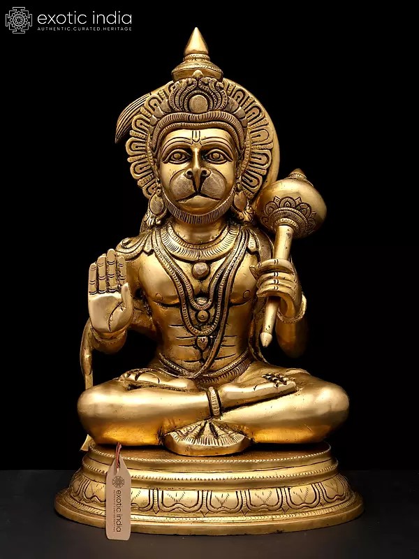 14" Blessing Lord Hanuman | Brass Idol