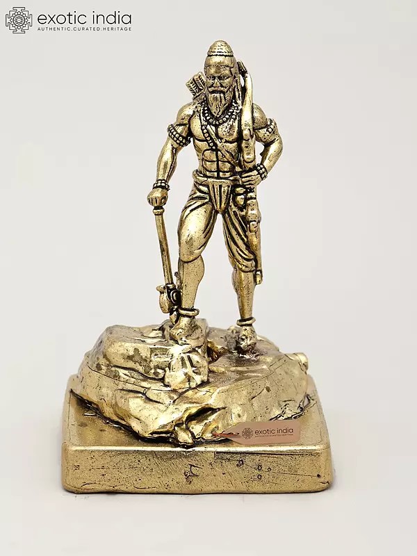 4" Small Superfine Lord Parashurama - Sixth Incarnation of Lord Vishnu | Brass Statue