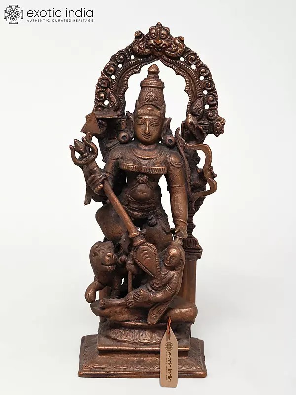 7" Goddess Mahishasura-Mardini (Devi Durga) | Copper Statue