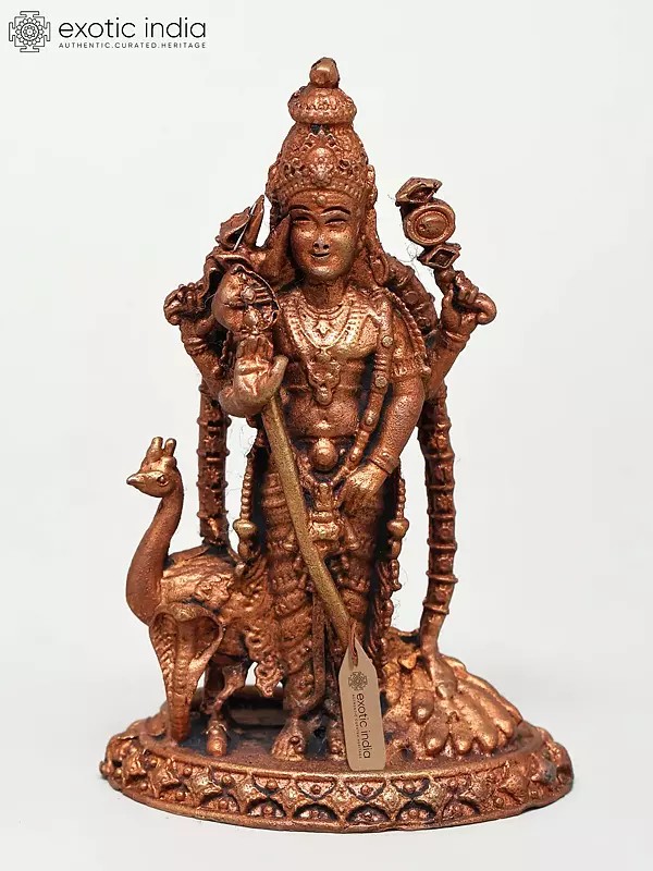 3" Small Standing Lord Murugan (Karttikeya) | Copper Statue
