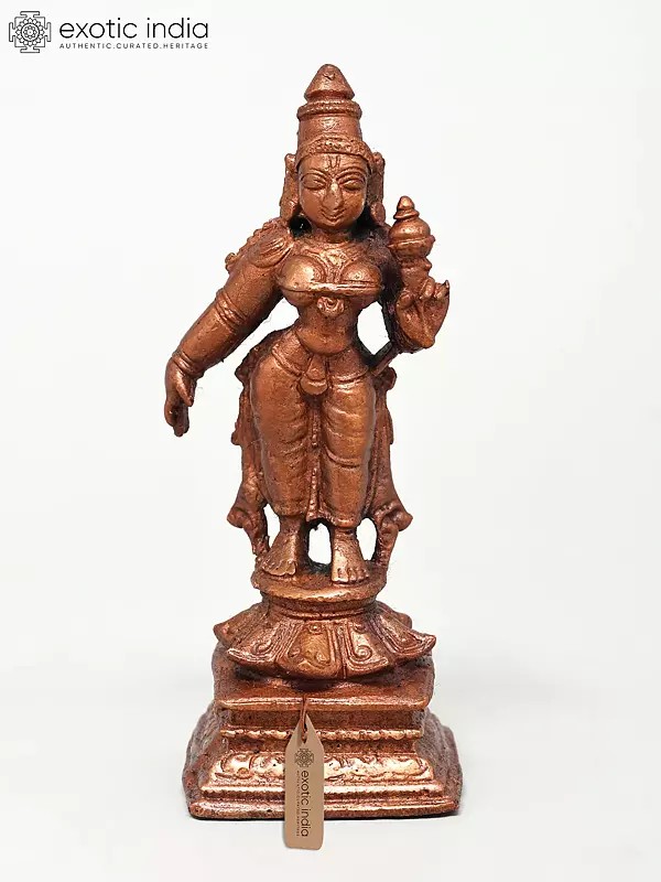 3" Small Standing Goddess Parvati (Uma) | Copper Statue