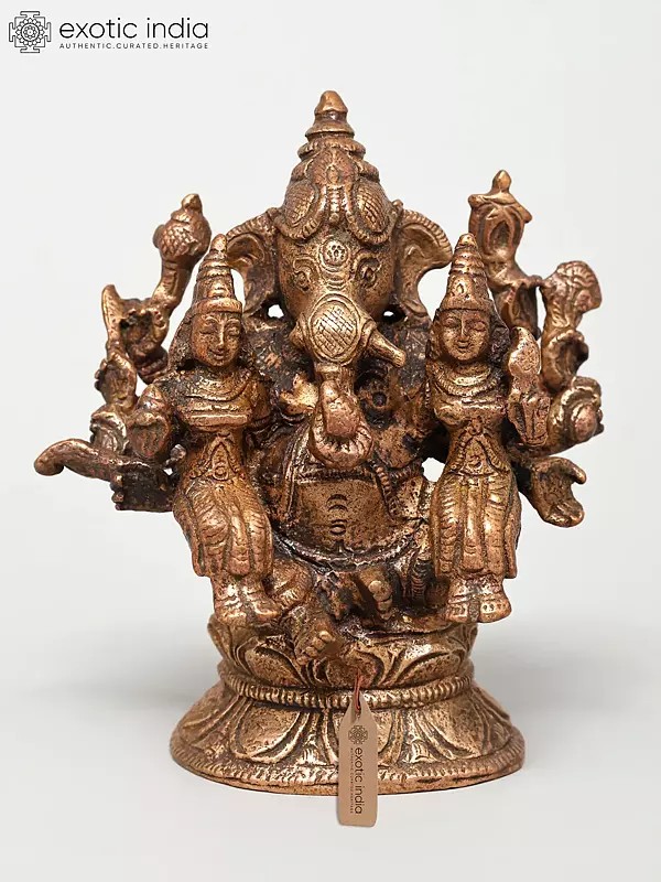 3" Small Shri Vallabh Ganapati | Copper Statue