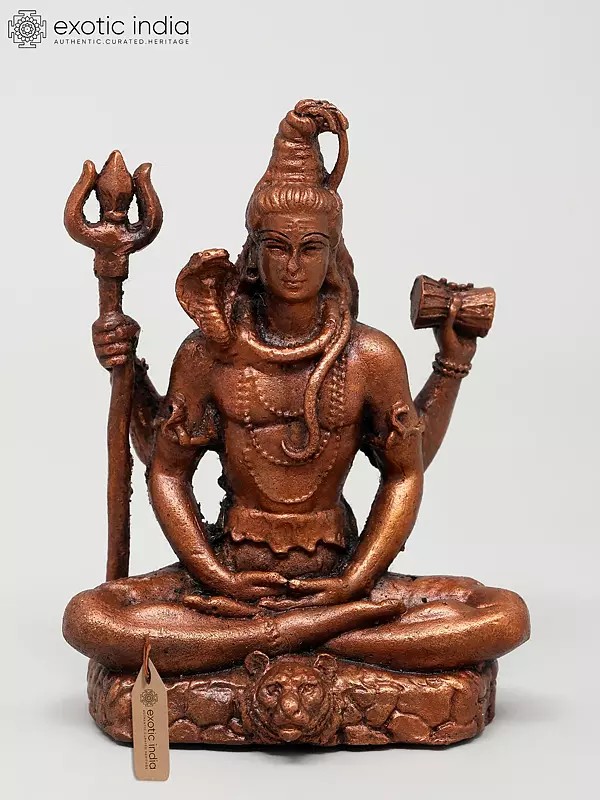 3" Small Copper Lord Shiva Statue | Handmade Adiyogi Idol