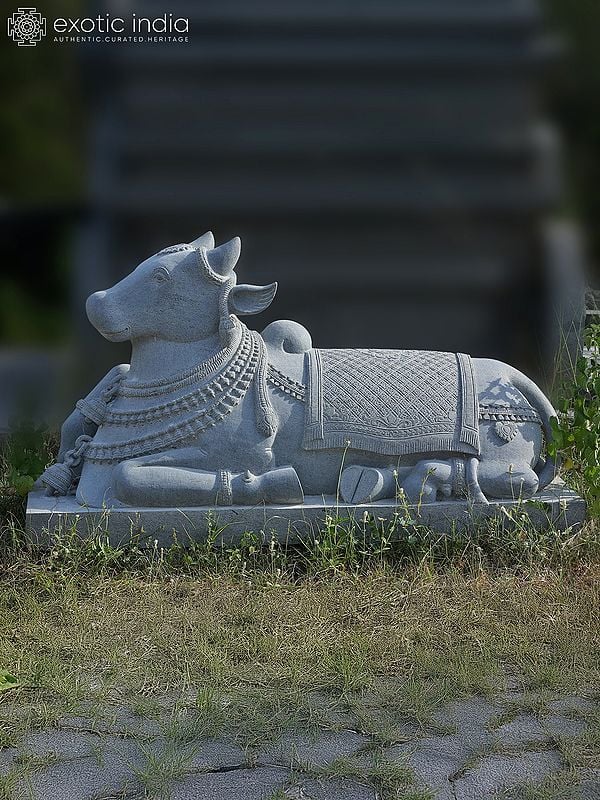 35" Nandi Granite Stone Statue - Vehicle of Lord Shiva