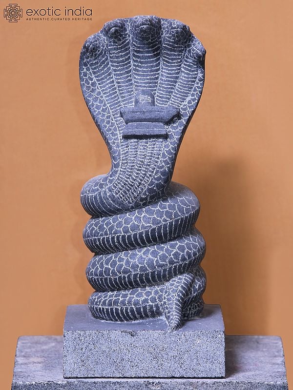 15" Five Headed Snake Sculpture | Hand Carved | Granite Stone Statue