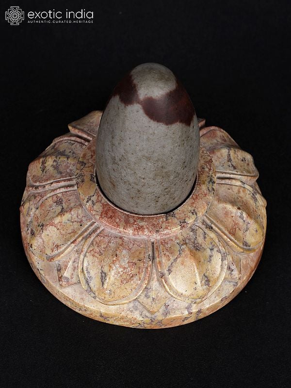 3" Smal Hand Carved Lotus Design Shiva Lingam | From Banaras