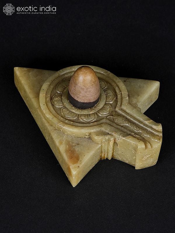 4" Hand Carved Triangle Shaped Shiva Lingam | From Banaras