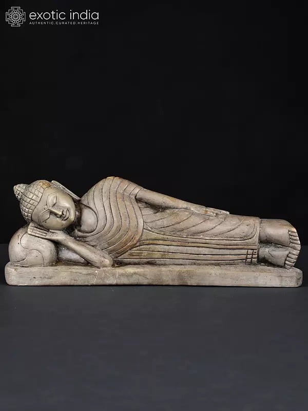 8" Mahaparinirvana Buddha | Vintage Marble Statue