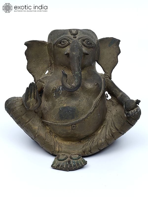 5" Small Tribal Blessing Lord Ganesha | Brass Statue