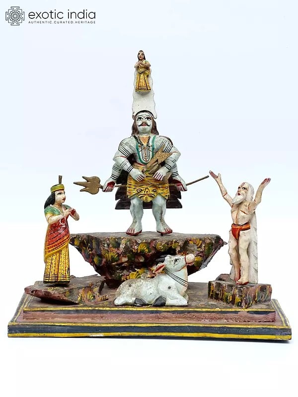 13" Descent of River Goddess Ganga to Earth | Folk Sculpture from Varanasi