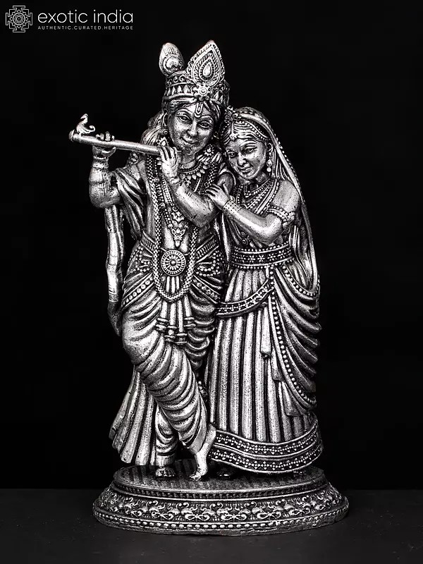 4" Small Superfine Fluting Radha Krishna | Brass Statue