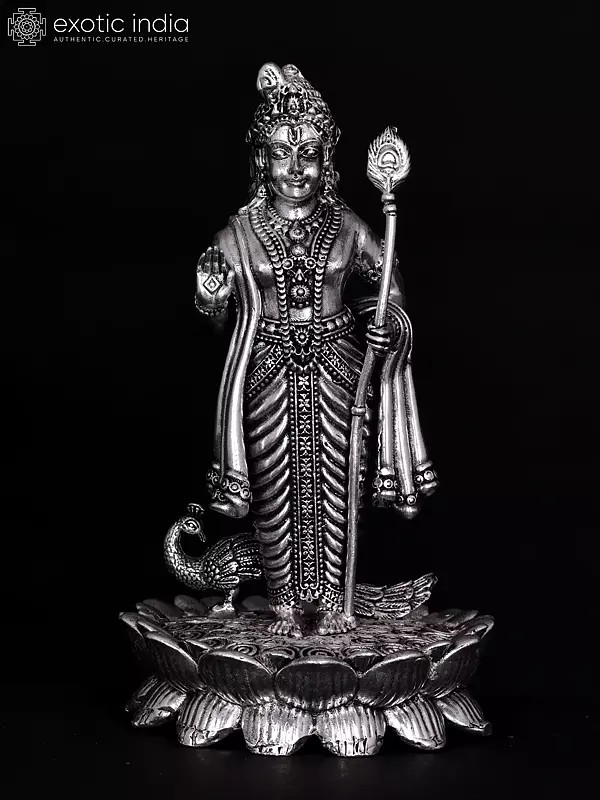 Small Superfine Standing Lord Murugan In Blessing Gesture | Brass Statue