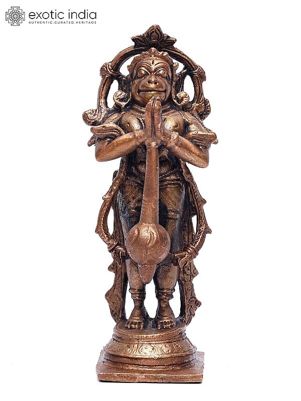 5" Small Standing Lord Hanuman | Copper Statue