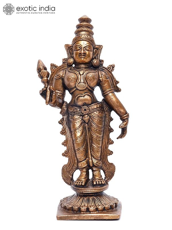 6" Standing Hindu Goddess Lakshmi | Copper Statue