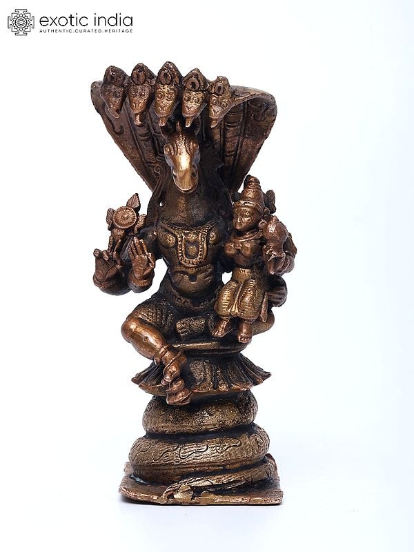 4" Small Lord Hayagriva with Devi Lakshmi | Copper Statue