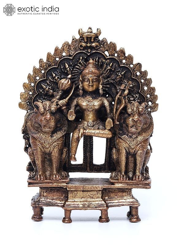 6" Small Goddess Durga | Copper Statue