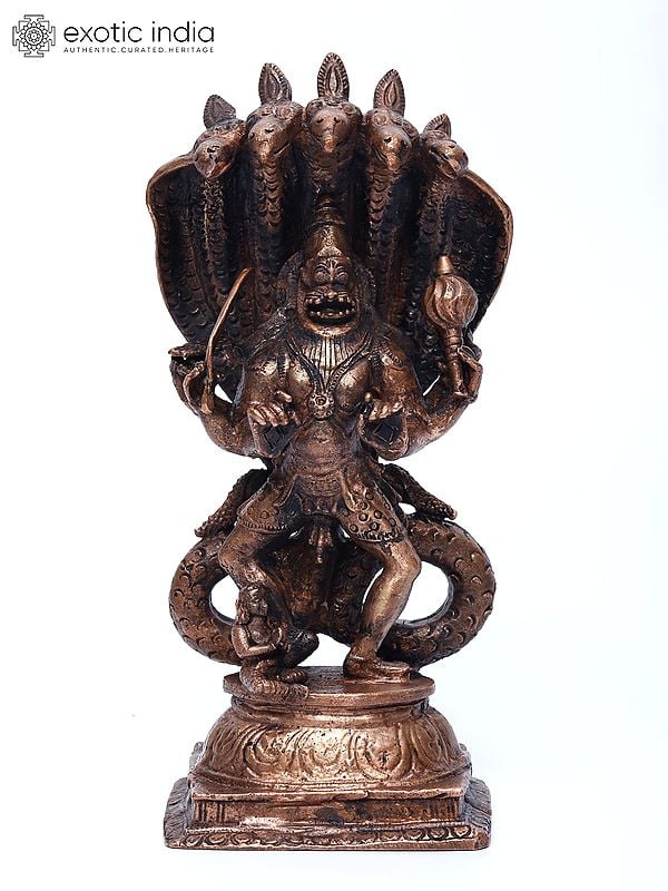 7" Lord Narasimha with Bhakta Prahlada | Copper Statue