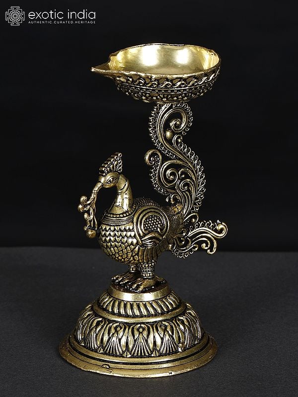 5" Small Superfine Peacock Diya in Brass