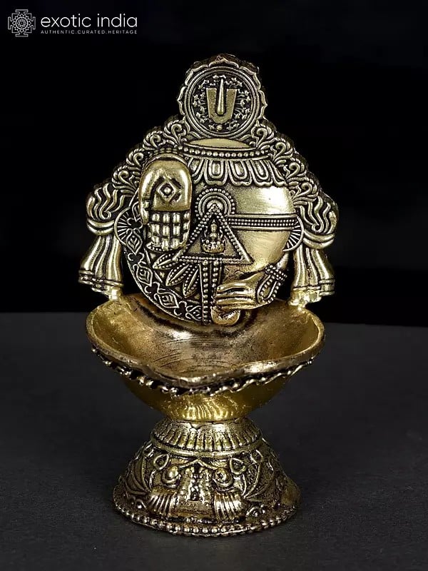 4" Superfine Tirupati Balaji Conch Diya in Brass