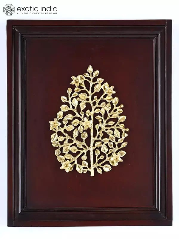 16" Wood Framed Tree of Life in Brass | Wall Hanging