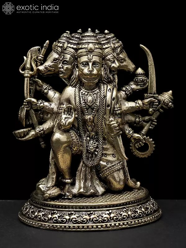 Small Superfine Sitting Panchamukhi Lord Hanuman | Brass Statue