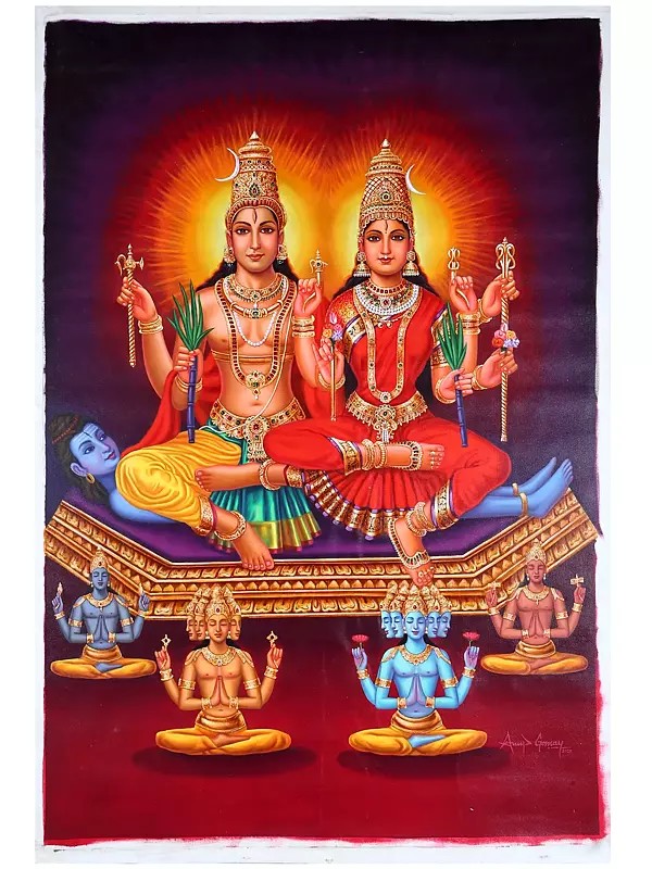 Shri Maha Kameshwara Kameshwari | Oil Painting