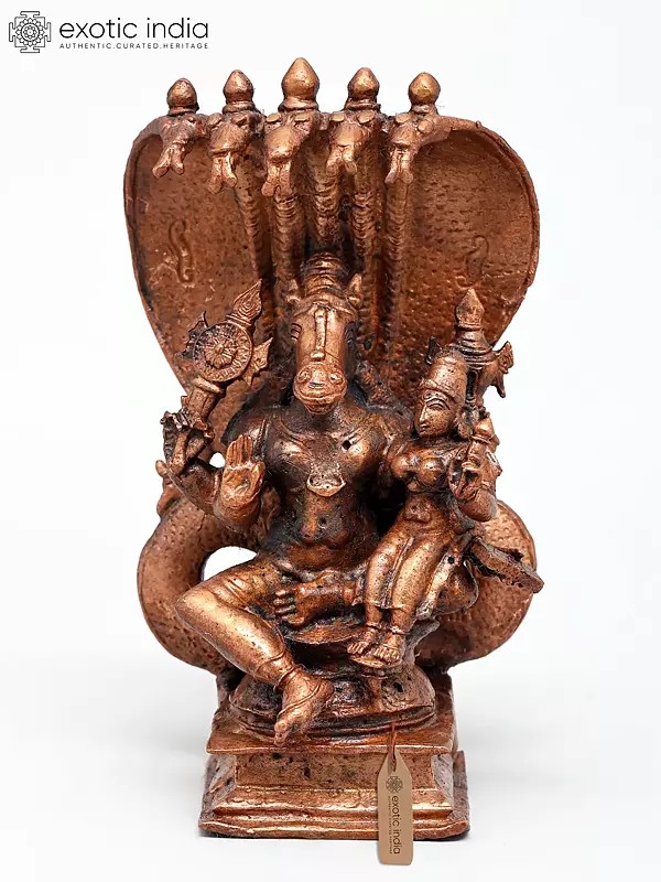 6" Small Lord Hayagriva with Devi Lakshmi | Copper Statue