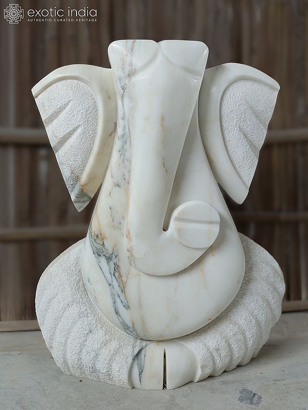27" White Ganesha Statue | White Marble | Hand Carved