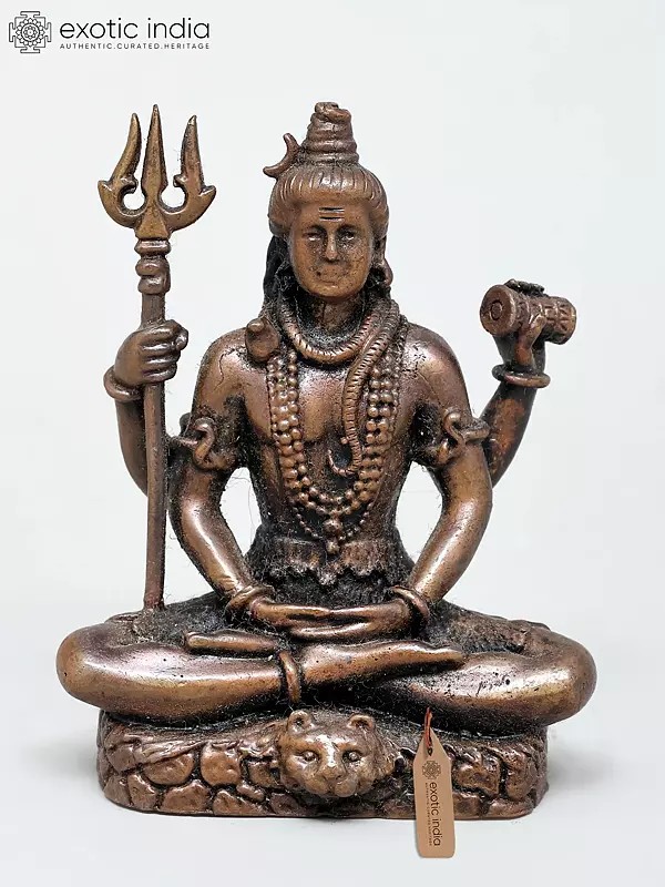 3" Small Four Armed Lord Shiva | Copper Statue