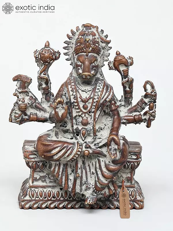 3" Eight Armed Blessing Goddess Varahi | Copper Statue