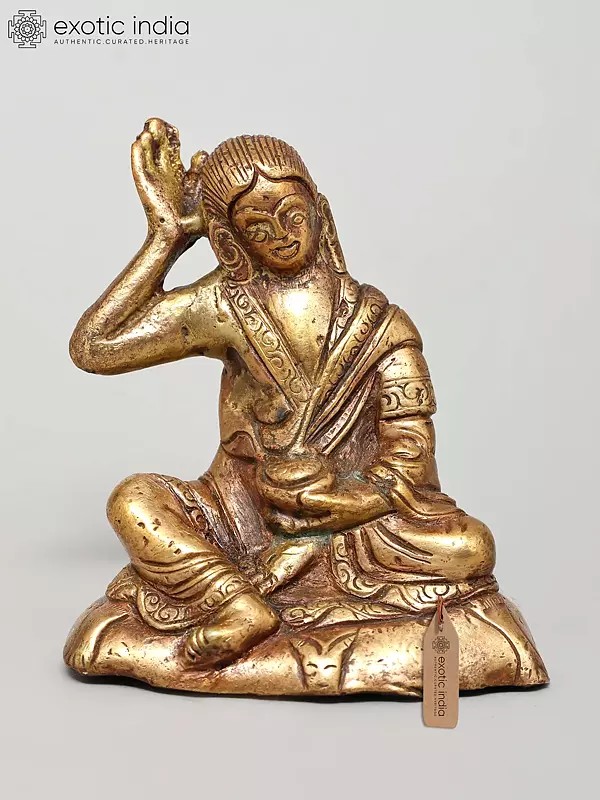 2" Small Tibetan Yogi Milarepa | Brass Statue