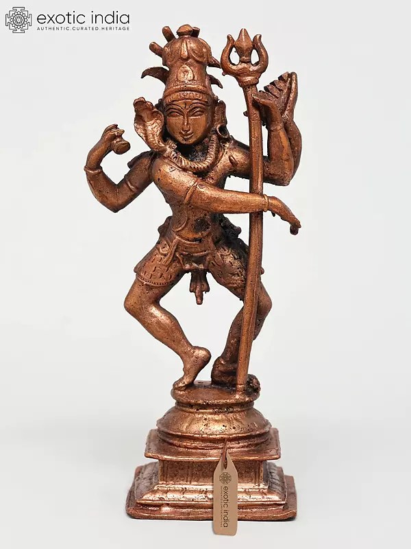 6" Four Armed Dancing Lord Shiva | Copper Statue