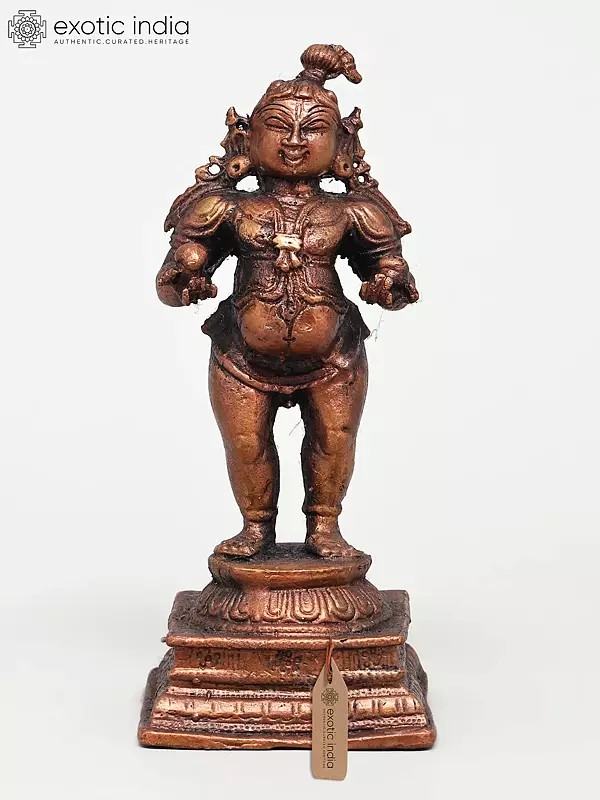 4" Small Standing Bal Krishna | Copper Statue