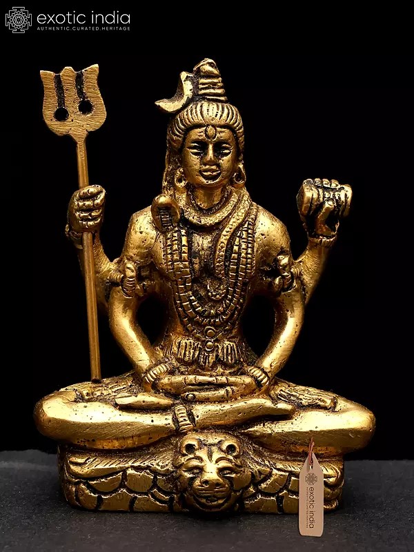 3" Small Four Armed Lord Shiva | Brass Statue