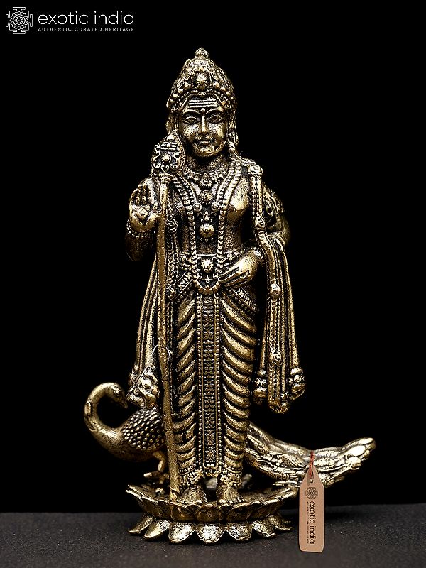 3" Small Superfine Karttikeya (Murugan) | Brass Statue