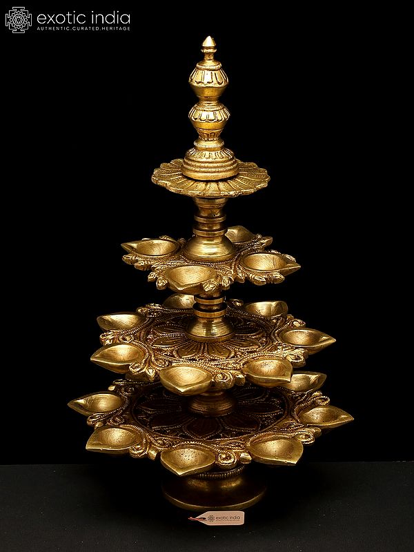 12" Multi Wicks Ritual Lamp in Brass | Handmade | Made In India