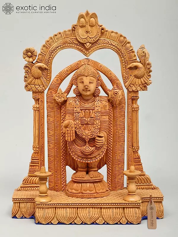 12" Standing Lord Tirupati Balaji (Venkateshvara) | Wood Carved Statue