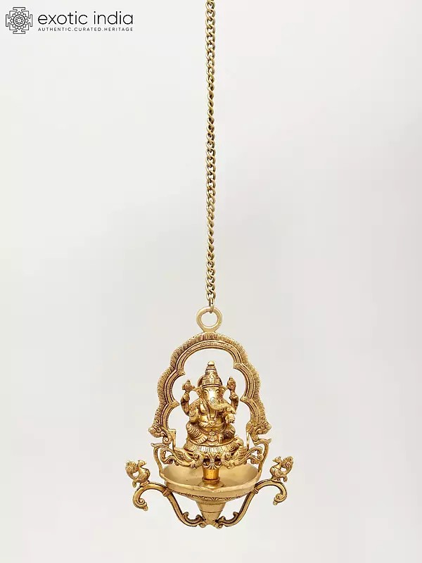 Lord Ganesha Hanging Lamp in Brass | Handmade | Made In India