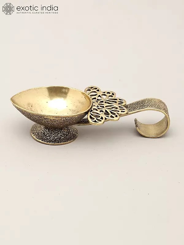 4" Small Superfine Handheld Brass Diya | Puja Item