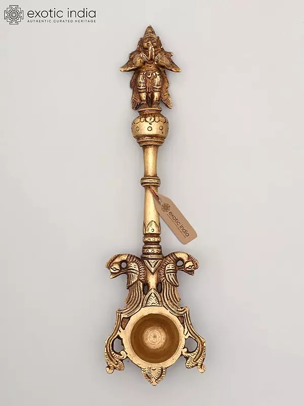 10" Garud Dev Ritual Spoon in Brass | Handmade | Made In India