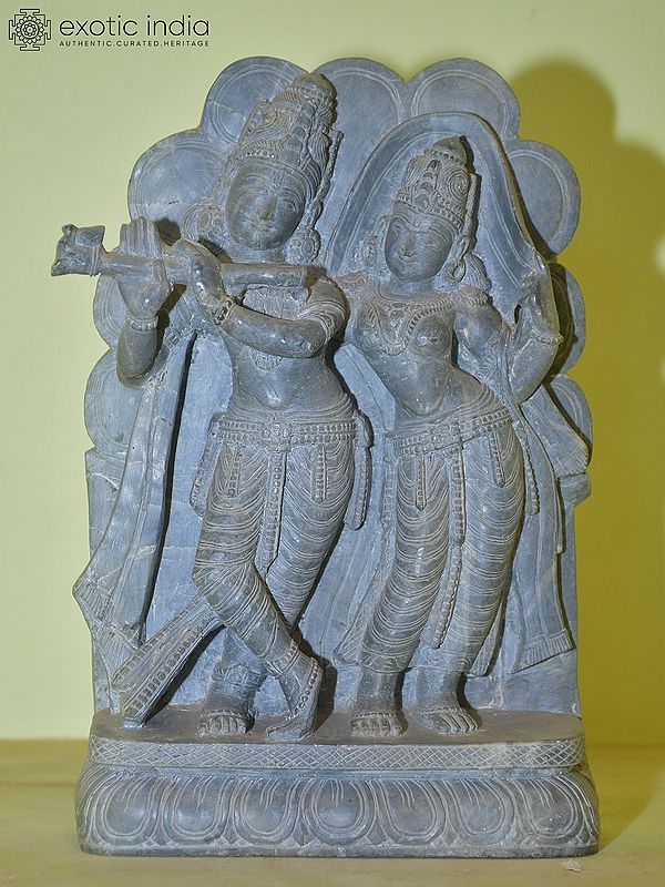 10" Radha Krishna | Orissa Stone Statue | Hand Carved
